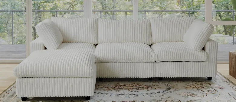 U-Shaped Cloud Couch Modular Sectional Sofa, Oversized 6-Seater Convertible Sofa with Ottoman