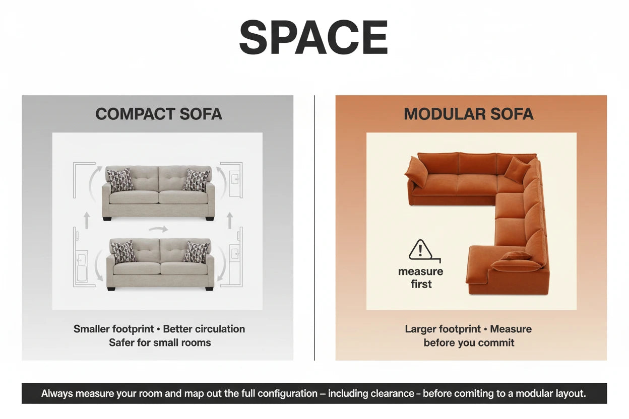 Compact vs Modular Sofas: space