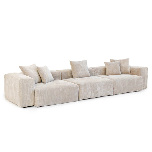 Matrix Modern Modular Sofas Covers | Corduroy Beige Sofa Cover for 3-Seater