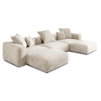 Fundas para sofás modulares modernos Matrix | Funda de pana beige para sofá de 3 plazas con 2 otomanas