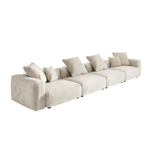 Matrix Modern Modular Sofas Covers | Corduroy Beige Sofa Cover for 4-Seater
