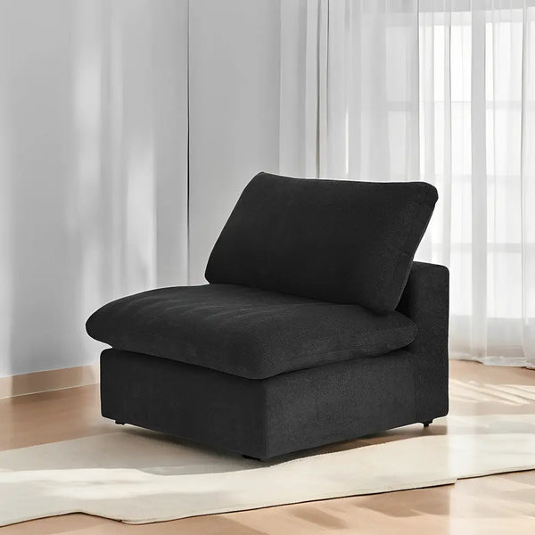 Deluxe Premium Cloud Sectional Sofas | 1-Piece Cotton and Linen Black Single Sofa 40" Cloud-Like Backrest Pillows 1-seater