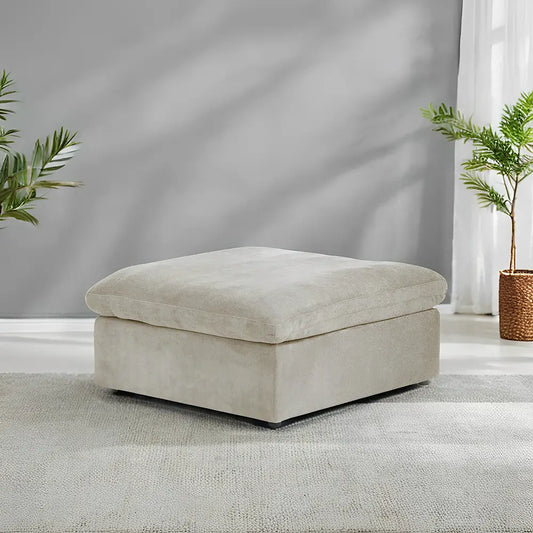Deluxe Premium Cloud Sectional Sofas | Cotton and Linen Khaki Ottomans 40" Removable & Washable Covers
