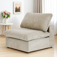 Deluxe Premium Cloud Sectional Sofas | 1-Piece Cotton and Linen Khaki Single Sofa 40" Cloud-Like Backrest Pillows 1-seater