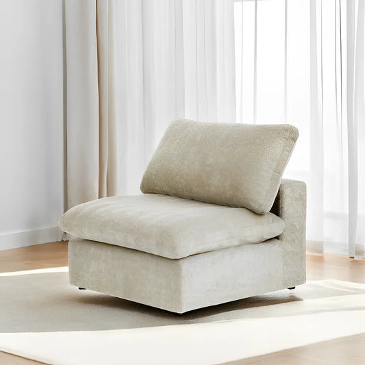 Deluxe Premium Cloud Sectional Sofas | Cotton and Linen Khaki Single Sofa 40" Cloud-Like Backrest Pillows 1-seater