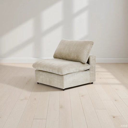Deluxe Premium Cloud Sectional Sofas | Cotton and Linen Khaki Single Sofa 40" Cloud-Like Backrest Pillows 1-seater