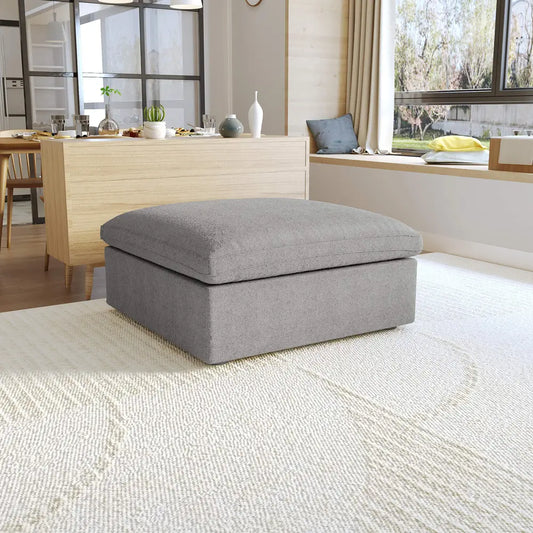 Deluxe Premium Cloud Sectional Sofas | Cotton and Linen Light Grey Ottomans 40" Removable & Washable Covers