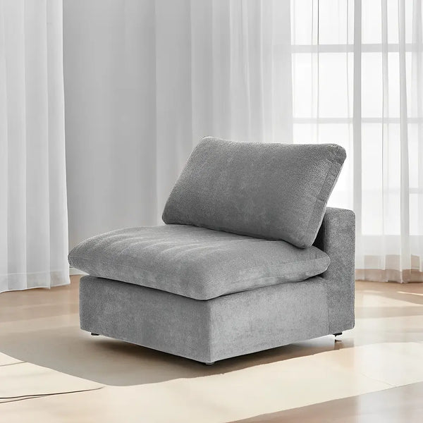 Deluxe Premium Cloud Sectional Sofas | 1-Piece Cotton and Linen Light Grey Single Sofa 40" Cloud-Like Backrest Pillows 1-seater