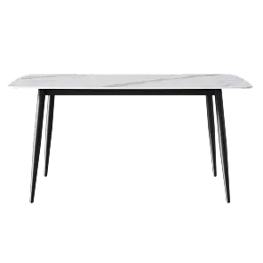 Mesa de comedor Marbella de piedra sinterizada | Rectangular de 180 cm (71") en negro mate con borde curvo