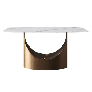 Mesa de comedor Marbella de piedra sinterizada | Rectangular de 180 cm (71") en negro mate con borde curvo