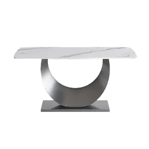 Mesa de comedor Marbella de piedra sinterizada | Rectangular de 180 cm (71") en negro mate con borde curvo