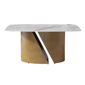 Mesa de comedor Marbella de piedra sinterizada | Rectangular de 180 cm (71") en negro mate con borde curvo