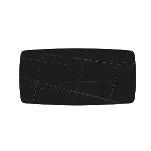 Mesa de comedor Marbella de piedra sinterizada | Rectangular de 180 cm (71") en negro mate con borde curvo
