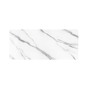 Mesa de comedor Marbella de piedra sinterizada | Rectangular, blanca brillante, de 180 cm (71") con borde recto