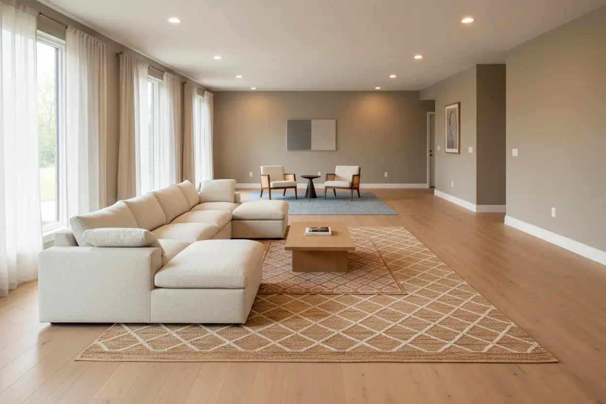 Define Living Room Zones with Area Rugs