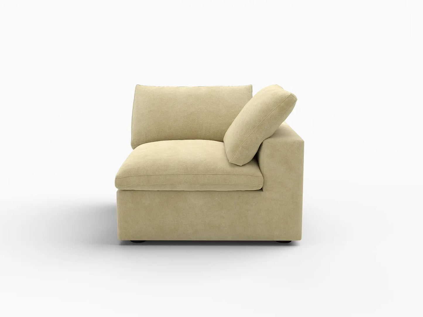 Deluxe Cloud 1-Seater Beige Single Sofa | 1-Piece, Velvet Fabric, Living Room Accent, Washable Cushion Covers