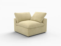 Deluxe Cloud 1-Seater Beige Single Sofa | 1-Piece, Velvet Fabric, Living Room Accent, Washable Cushion Covers