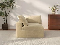 Deluxe Cloud 1-Seater Beige Single Sofa | 1-Piece, Velvet Fabric, Living Room Accent, Washable Cushion Covers