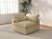 Deluxe Cloud 1-Seater Beige Single Sofa | 1-Piece, Velvet Fabric, Living Room Accent, Washable Cushion Covers