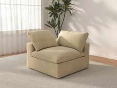 Deluxe Cloud 1-Seater Beige Single Sofa | 1-Piece, Velvet Fabric, Living Room Accent, Washable Cushion Covers