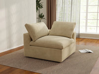 Deluxe Cloud 1-Seater Beige Single Sofa | 1-Piece, Velvet Fabric, Living Room Accent, Washable Cushion Covers