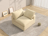 Deluxe Cloud 1-Seater Beige Single Sofa | 1-Piece, Velvet Fabric, Living Room Accent, Washable Cushion Covers