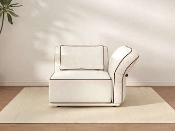 Deluxe Cloud 1-Seater Beige Small Space Single Sofa | 1-Piece, Bouclé Sherpa-Like Fabric, Easy To Clean