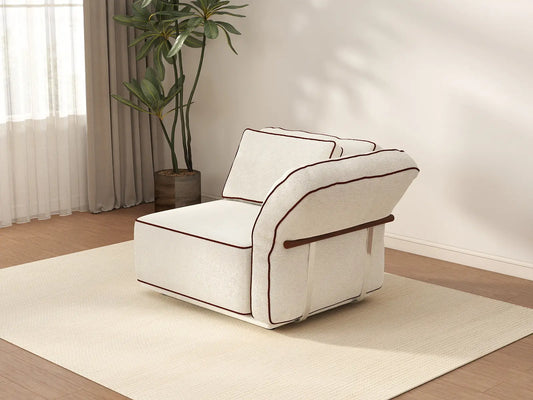 Deluxe Cloud 1-Seater Beige Small Space Single Sofa | 1-Piece, Bouclé Sherpa-Like Fabric, Easy To Clean