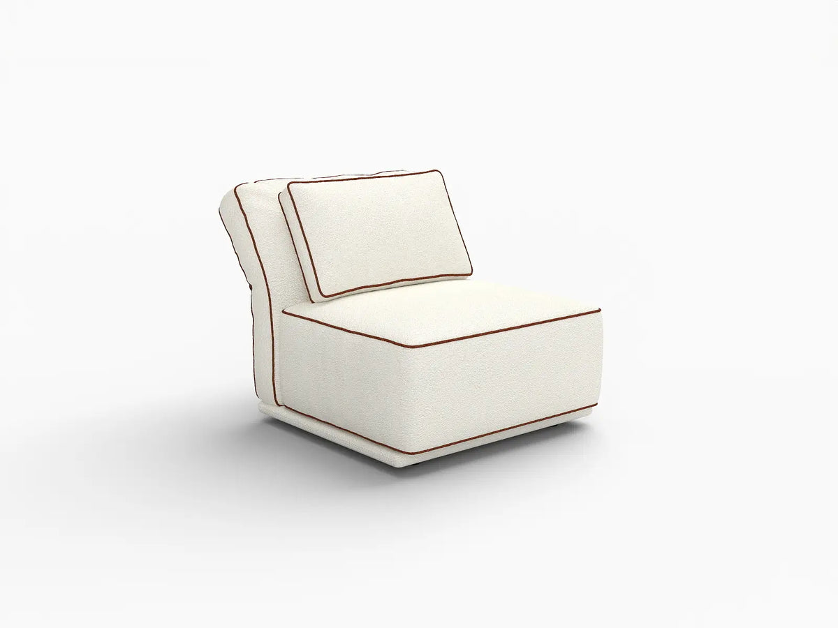 Deluxe Cloud 1-Seater Beige Small Space Single Sofa | 1-Piece, Bouclé Sherpa-Like Fabric, Easy To Clean