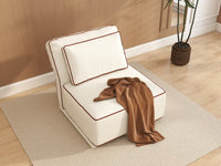 Deluxe Cloud 1-Seater Beige Small Space Single Sofa | 1-Piece, Bouclé Sherpa-Like Fabric, Easy To Clean