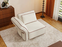 Deluxe Cloud 1-Seater Beige Small Space Single Sofa | 1-Piece, Bouclé Sherpa-Like Fabric, Easy To Clean