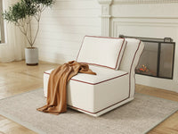 Deluxe Cloud 1-Seater Beige Small Space Single Sofa | 1-Piece, Bouclé Sherpa-Like Fabric, Easy To Clean