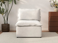 Deluxe Cloud 1-Seater Beige Small Space Single Sofa | 1-Piece, Linen Look Poly Fabric, Living Room Accent, Easy To Clean