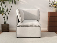 Deluxe Cloud 1-Seater Beige Small Space Single Sofa | 1-Piece, Linen Look Poly Fabric, Living Room Accent, Easy To Clean