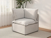 Deluxe Cloud 1-Seater Beige Small Space Single Sofa | 1-Piece, Linen Look Poly Fabric, Living Room Accent, Easy To Clean