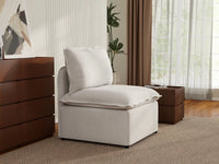 Deluxe Cloud 1-Seater Beige Small Space Single Sofa | 1-Piece, Linen Look Poly Fabric, Living Room Accent, Easy To Clean