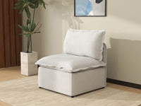 Deluxe Cloud 1-Seater Beige Small Space Single Sofa | 1-Piece, Linen Look Poly Fabric, Living Room Accent, Easy To Clean