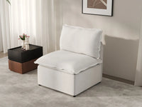 Deluxe Cloud 1-Seater Beige Small Space Single Sofa | 1-Piece, Linen Look Poly Fabric, Living Room Accent, Easy To Clean
