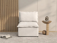 Deluxe Cloud 1-Seater Beige Small Space Single Sofa | 1-Piece, Linen Look Poly Fabric, Living Room Accent, Easy To Clean