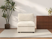 Sofá individual Deluxe Cloud de 1 plaza beige para espacios pequeños | 1 pieza, tela de chenilla mezcla de lino, acento para sala de estar, fácil de limpiar