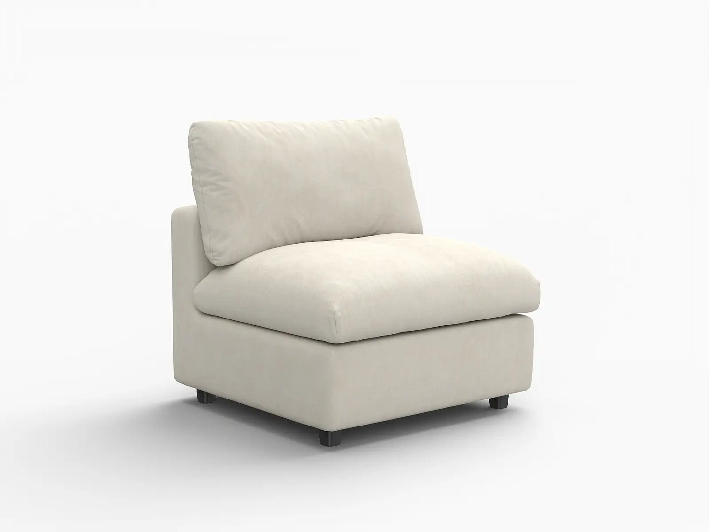 Sofá individual Deluxe Cloud de 1 plaza beige para espacios pequeños | 1 pieza, tela de chenilla mezcla de lino, acento para sala de estar, fácil de limpiar