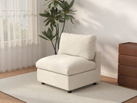 Sofá individual Deluxe Cloud de 1 plaza beige para espacios pequeños | 1 pieza, tela de chenilla mezcla de lino, acento para sala de estar, fácil de limpiar
