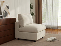 Sofá individual Deluxe Cloud de 1 plaza beige para espacios pequeños | 1 pieza, tela de chenilla mezcla de lino, acento para sala de estar, fácil de limpiar
