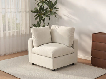 Sofá individual beige de una plaza Deluxe Cloud para espacios pequeños | 1 pieza, tela de chenilla de mezcla de lino, decorativo para sala de estar, fácil de limpiar