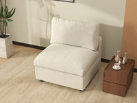 Sofá individual Deluxe Cloud de 1 plaza beige para espacios pequeños | 1 pieza, tela de chenilla mezcla de lino, acento para sala de estar, fácil de limpiar
