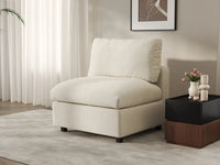 Sofá individual Deluxe Cloud de 1 plaza beige para espacios pequeños | 1 pieza, tela de chenilla mezcla de lino, acento para sala de estar, fácil de limpiar