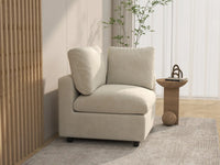 Sofá individual beige de una plaza Deluxe Cloud para espacios pequeños | 1 pieza, tela de chenilla de mezcla de lino, decorativo para sala de estar, fácil de limpiar