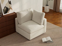 Sofá individual beige de una plaza Deluxe Cloud para espacios pequeños | 1 pieza, tela de chenilla de mezcla de lino, decorativo para sala de estar, fácil de limpiar