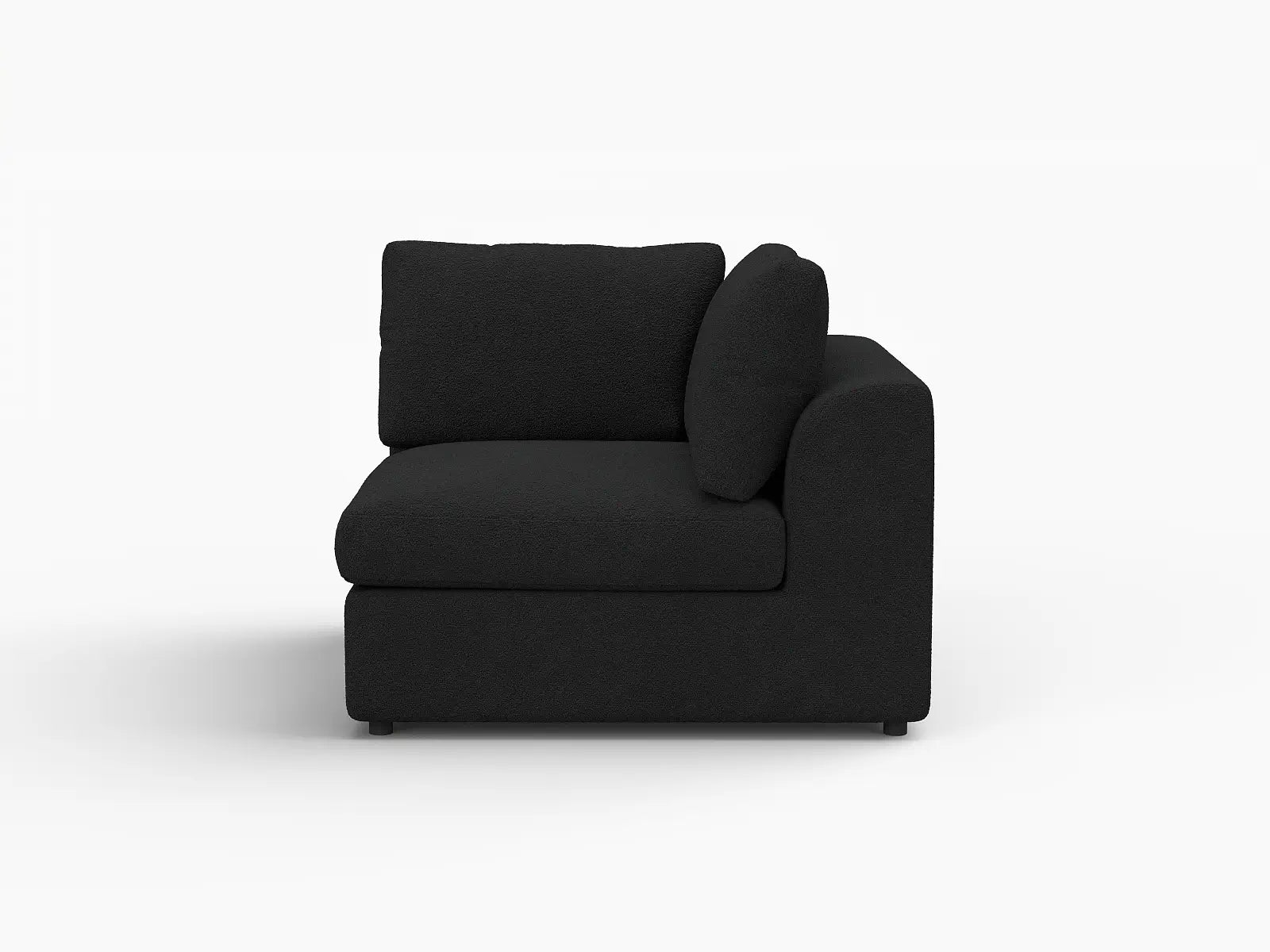Deluxe Cloud 1-Seater Black Single Sofa | 1-Piece, Bouclé Sherpa-Like Fabric, Living Room Accent, Washable Cushion Covers
