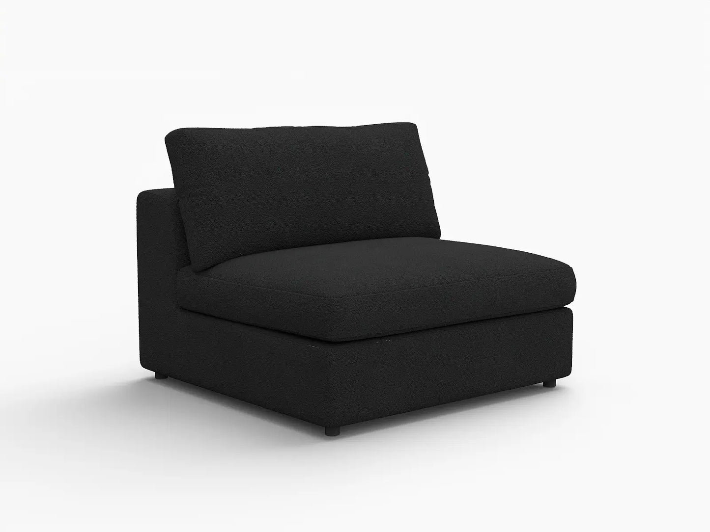 Deluxe Cloud 1-Seater Black Single Sofa | 1-Piece, Bouclé Sherpa-Like Fabric, Living Room Accent, Washable Cushion Covers